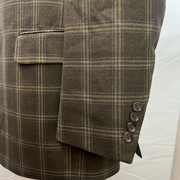 Paul Fredrick Men's 44L Brown Windowpane Plaid Wool 2-Button Blazer Sport Coat - Picture 2 of 6